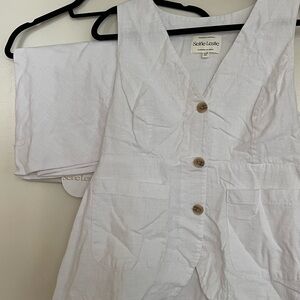 Selfie Leslie White Button-Down Dress